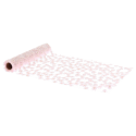 Chemin de table voile rose "fleurs brodées"-  3 m