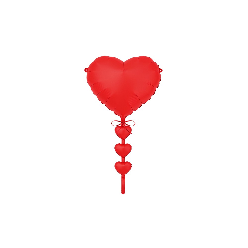 Ballon aluminium Cœur avec guirlande de cœurs, 58x131 cm, rouge