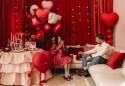 Ballon aluminium Cœur avec guirlande de cœurs, 58x131 cm, rouge
