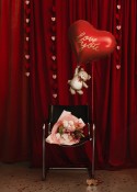 Ballon aluminium Cœur avec ourson, 49x73 cm, rouge