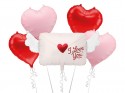 Set de ballons aluminium Lettre avec cœurs, mix