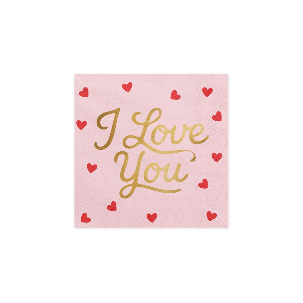 Serviettes I love you, 33x33 cm, roses