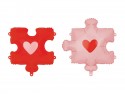 Ballons aluminium Puzzle cœurs, 53-55 x 59-67 cm, rouge-rose