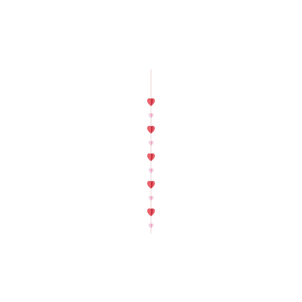 Guirlande papier Cœurs 3D, 1.5 m, rose-rouge