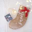 Chaussette de Noël Sweetie en jute avec coffret de thé et boule personnalisée