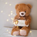 Ours en peluche XXL de 90 cm avec pancarte de Noël personnalisée au prénom de l’enfant