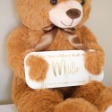 Ours en peluche XXL de 90 cm avec pancarte de Noël personnalisée au prénom de l’enfant
