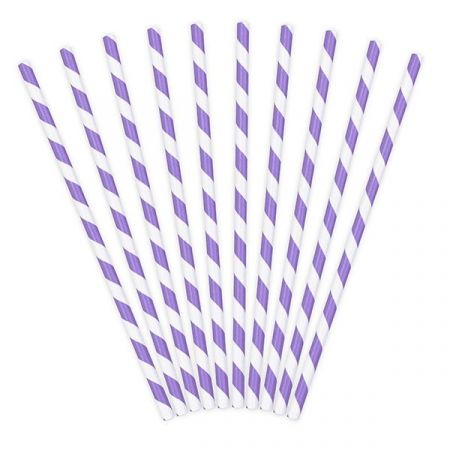 10 pailles rayures mauves