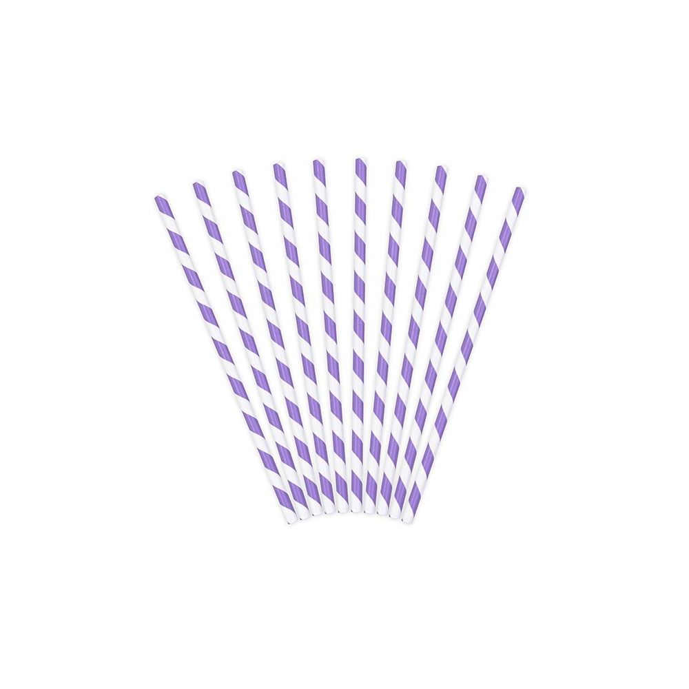 10 pailles rayures mauves