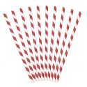 10 pailles rayures rouges