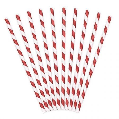 10 pailles rayures rouges