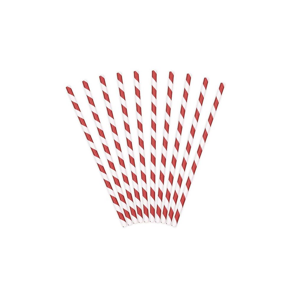 10 pailles rayures rouges