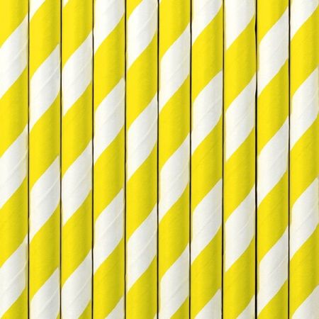 10 pailles rayures jaunes