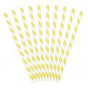 10 pailles rayures jaunes