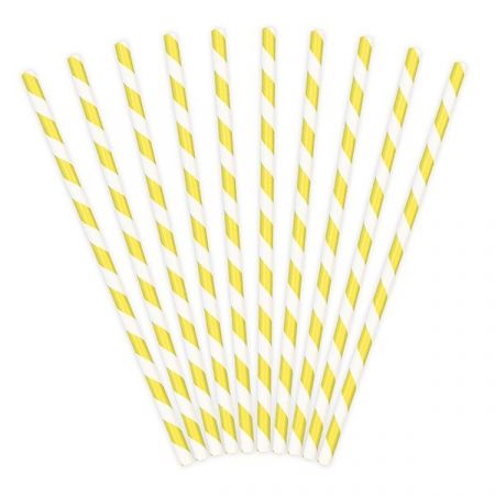 10 pailles rayures jaunes