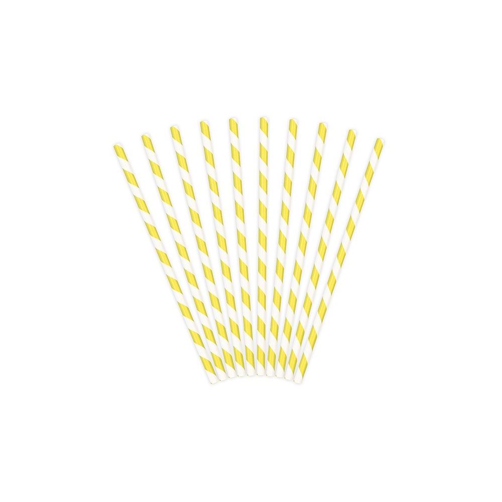 10 pailles rayures jaunes