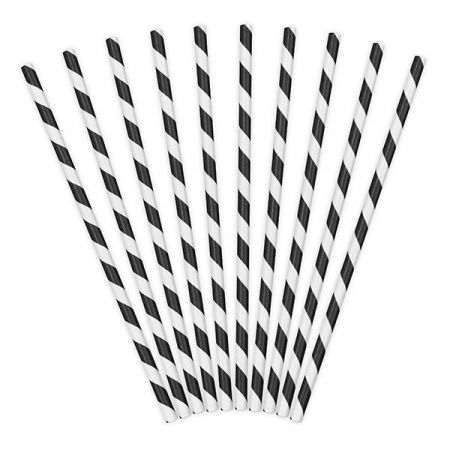 10 pailles rayures noires