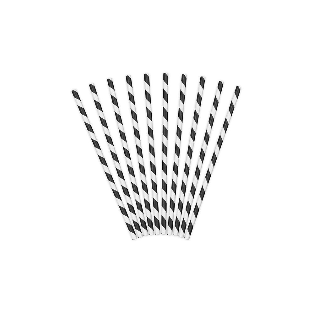 10 pailles rayures noires