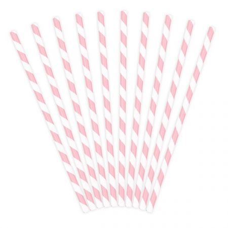 10 pailles rayures roses