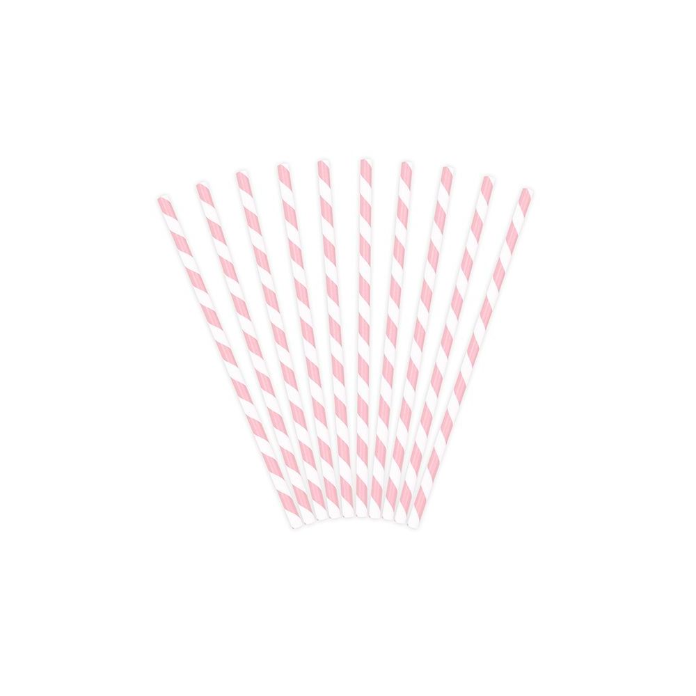 10 pailles rayures roses