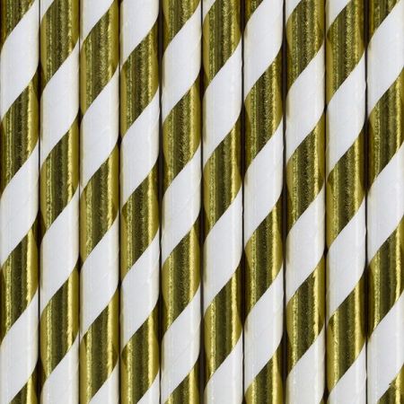24 pailles rayures dorées