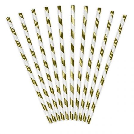 24 pailles rayures dorées