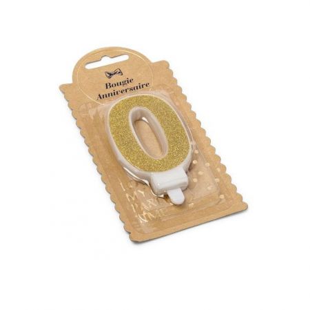 Bougie chiffre paillettes en or