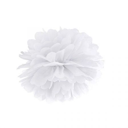 Pompon en papier blanc - 25cm