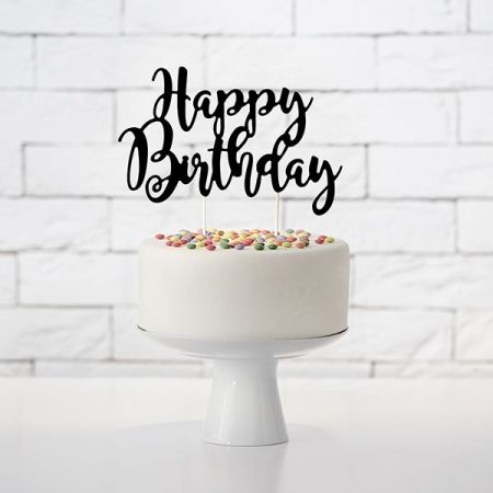 Cake topper HAPPY BIRTHDAY papier noir