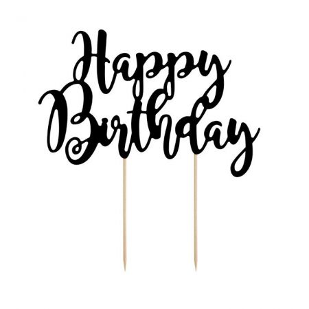 Cake topper HAPPY BIRTHDAY papier noir