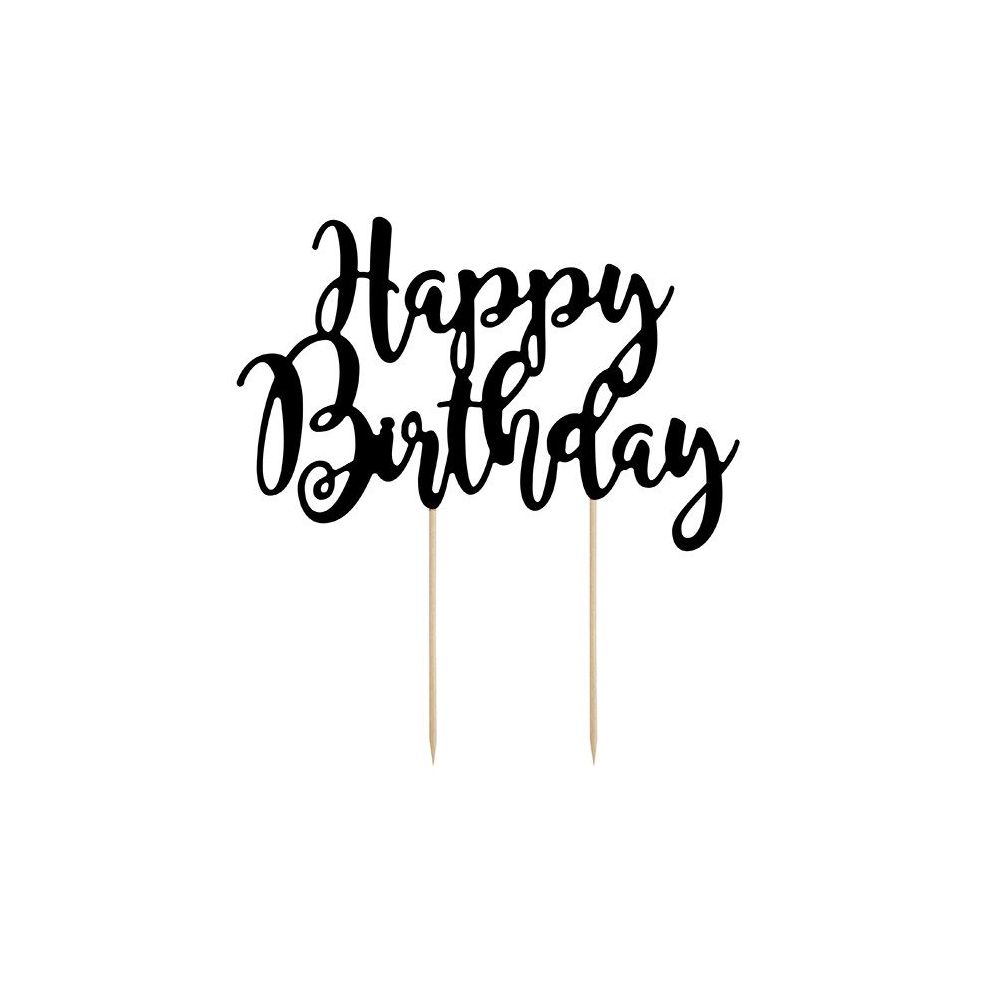 Cake topper HAPPY BIRTHDAY papier noir
