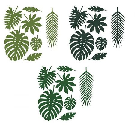 21 feuilles tropicales en papier