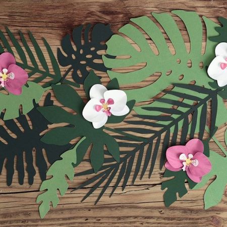 21 feuilles tropicales en papier