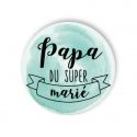 Badge aquarelle menthe 'Papa du super marié"