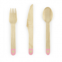 18 couverts en bois cœur rose