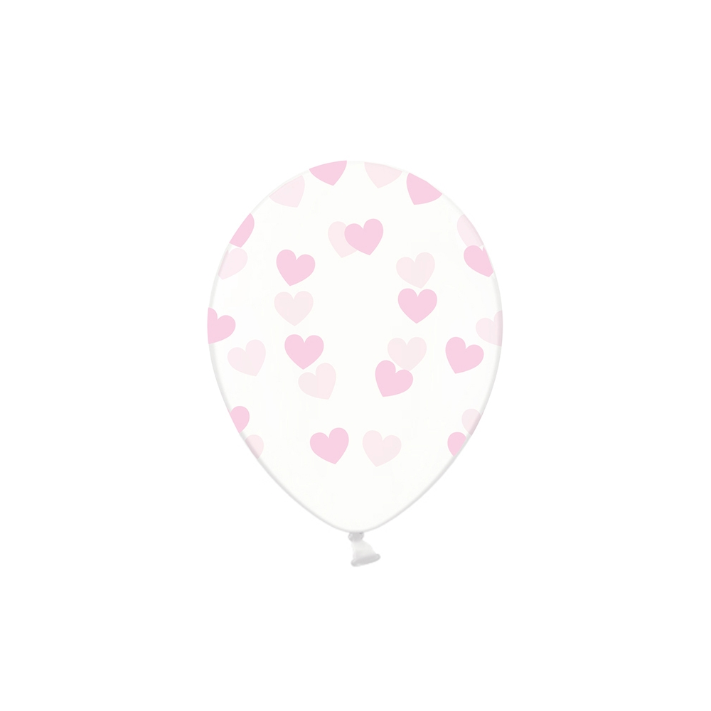 Ballon transparent cœurs roses - 30 cm