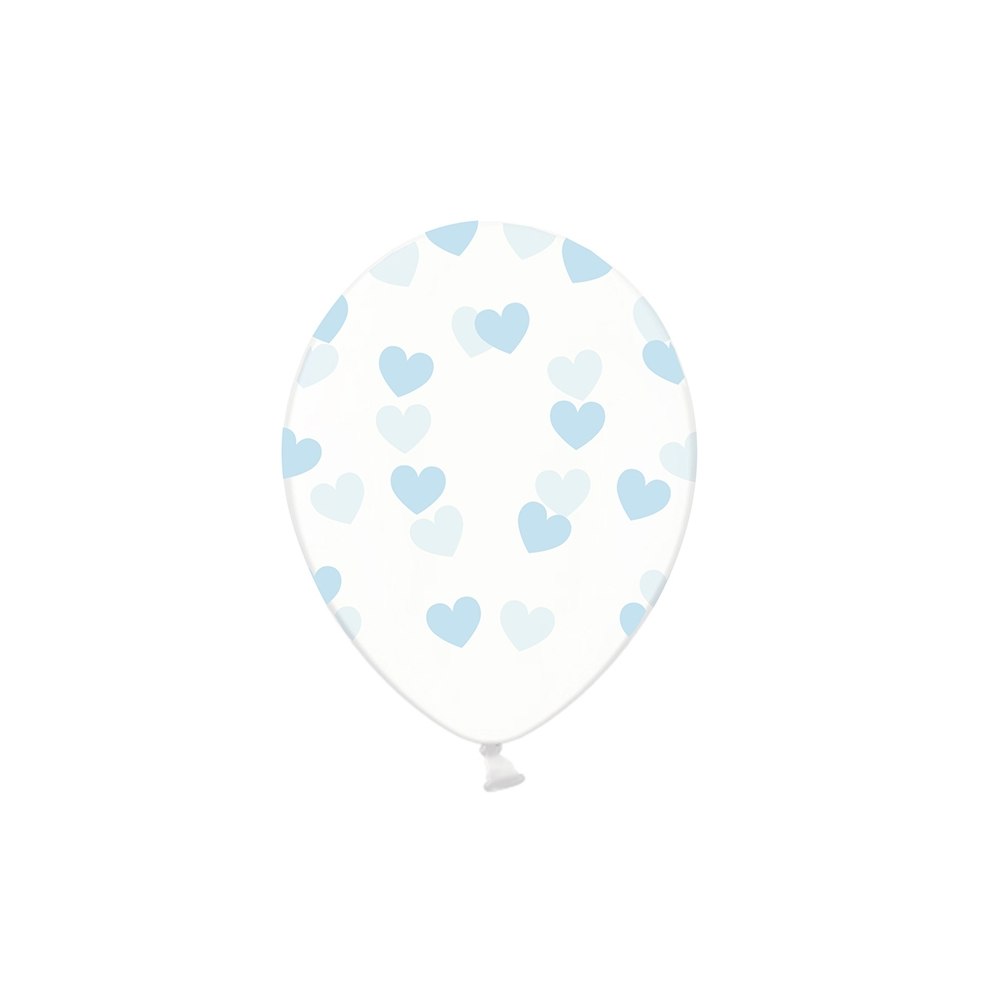 Ballon transparent cœurs bleus - 30 cm