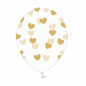 Ballon transparent cœurs dorés - 30 cm