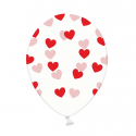 Ballon transparent cœurs rouges - 30 cm