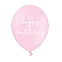 6 ballons rose pastel "happy birthday"