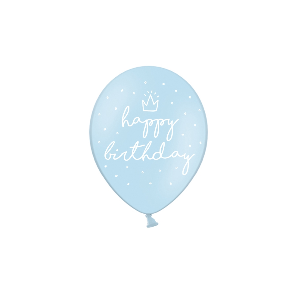 6 ballons bleu ciel "happy birthday"