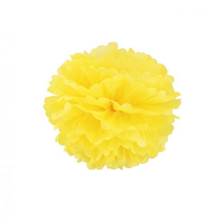 Pompon en papier jaune - 25cm