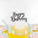 Cake topper HAPPY BIRTHDAY papier noir
