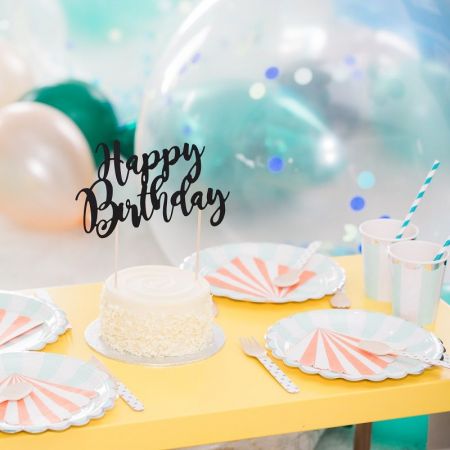 Cake topper HAPPY BIRTHDAY papier noir
