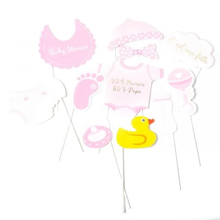 11 accessoires photobooth "baby-shower fille"