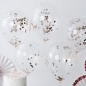 5 ballons transparents confettis rose gold
