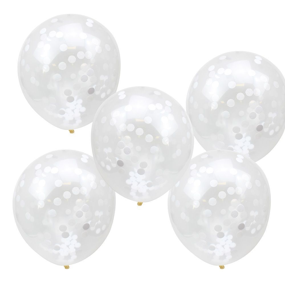 Ballon Blanc confettis Or et Argent