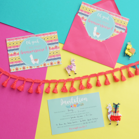 5 Cartes D Invitation Lama 5 Enveloppes
