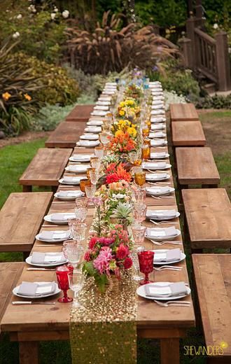 chemin de table sequins mariage